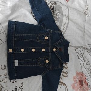 7 For All Mankind Dark Blue Kids Jean Jacket with Gold Buttons